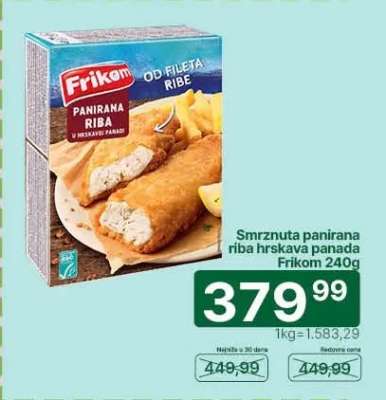 Smrznuta panirana riba hrskava panada Frikom 240g
