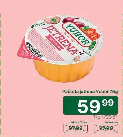 Pašteta jetrena Yuhor , 75g