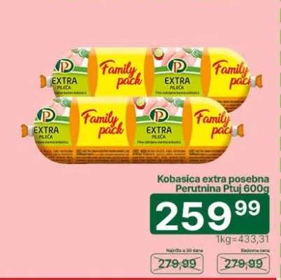 Kobasica extra posebna Perutnina ptuj 600g
