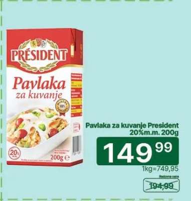 Pavlaka za kuvanje President 20% m.m. 200g