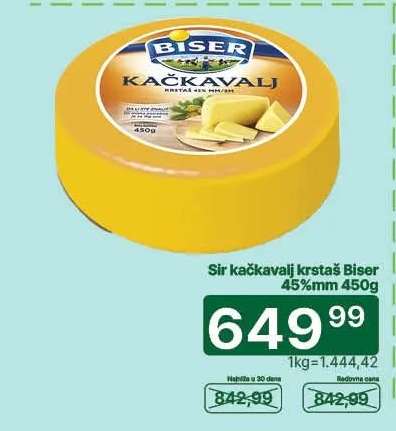 Sir kačkavalj krstaš Biser 45%mm 450g
