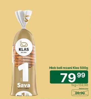Hleb beli rezani Klas 500g