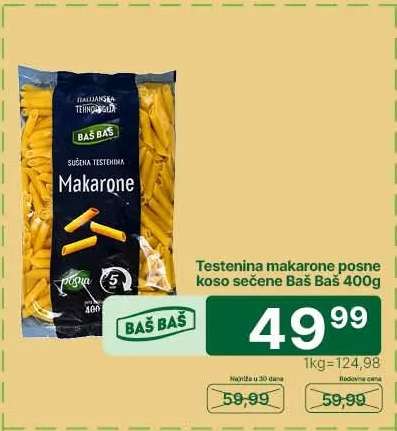 Testenina makarone posne koso sečene Baš Baš 400g
