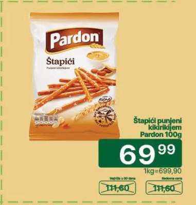 Štapići punjeni kikirikijem Pardon , 100g
