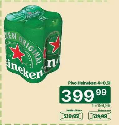 Pivo Heineken 4×0,5l