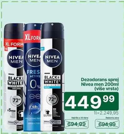 Dezodorans sprej Nivea men 200ml (više vrsta)