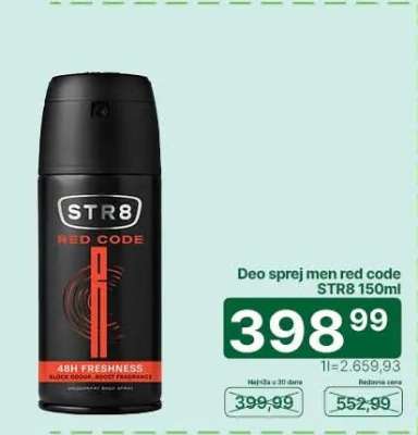 Deo sprej men red code STR8 150ml