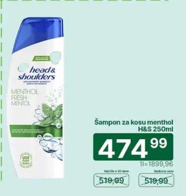Šampon za kosu menthol H&S 250ml