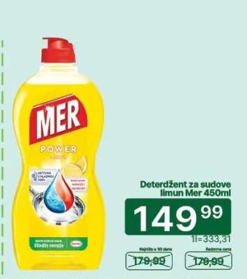 Deterdžent za sudove limun Mer 450ml