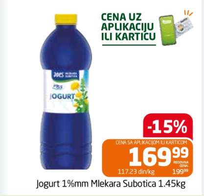 Jogurt 1%mm Mlekara Subotica 1.45kg