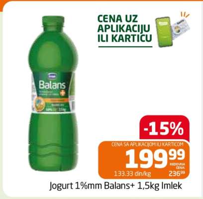 Jogurt 1%mm Balans+ 1,5kg Imlek