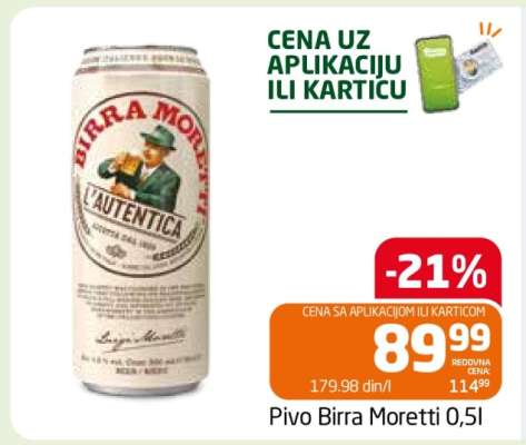 Pivo Birra Moretti 0.5l
