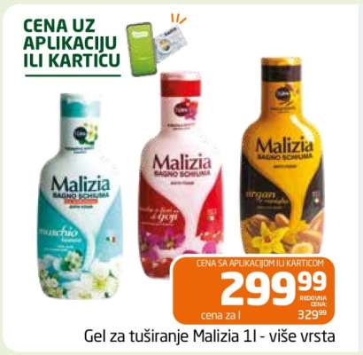 Gel za tuširanje Malizia 1l više vrsta