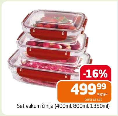Set vakum činija (400ml, 800ml, 1350ml)