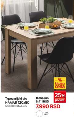 Trpezarijski sto HAMAR 120x80