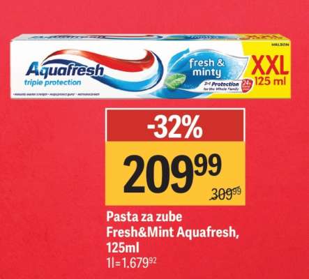 Pasta za zube Fresh Mint Aquafresh 125ml