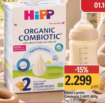 Mleko u prahu Combiotic 2 HiPP, 800g