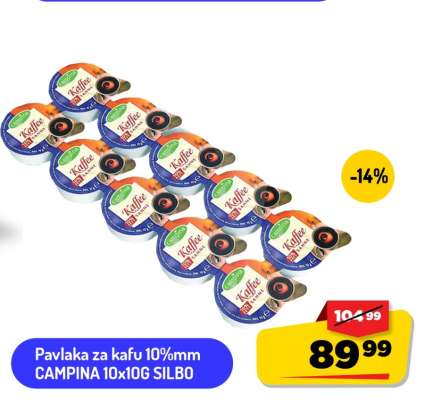 Pavlaka za kafu 10%mm CAMPINA 10x10G SILBO