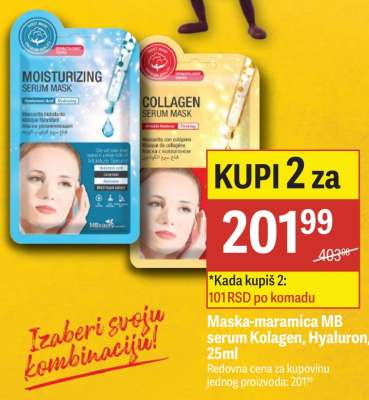 Maska-maramica MB serum Kolagen, Hyaluron, 25ml