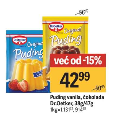 Puding vanila, čokolada Dr.Oetker, 38g, 47g