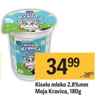 Kiselo mleko 2.8%mm Moja Kravica 180g