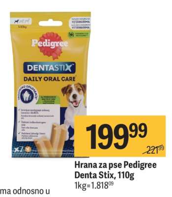 Hrana za pse Pedigree Denta Stix 110g