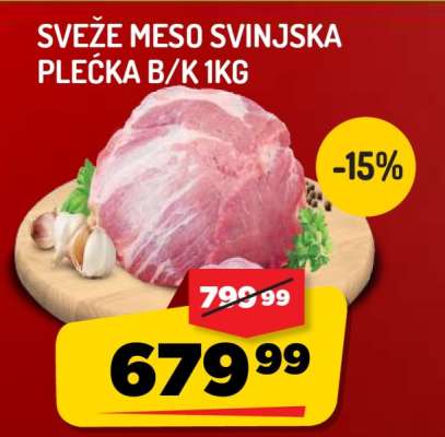 SVEŽE MESO SVINJSKA PLEĆKA B/K 1kg