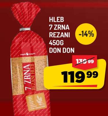 Hleb 7 Zrna Rezani 450g Don Don