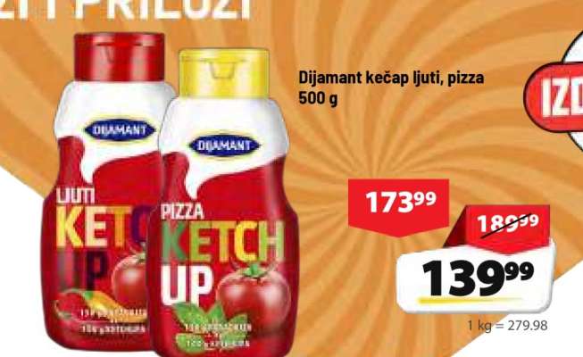 Dijamant kečap ljuti, pizza 500 g