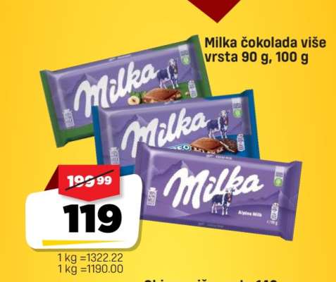 Milka čokolada više vrsta 90 g, 100 g