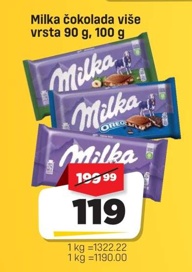 Milka čokolada više vrsta 90 g, 100 g