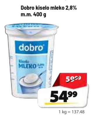 Dobro kiselo mleko 2,8% m.m. 400 g