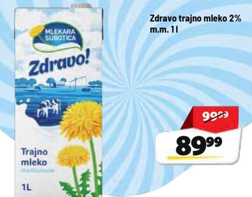 Zdravo trajno mleko 2% m.m. 1l