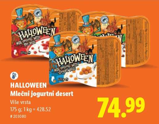 HALLOWEEN Mlečný jogurtni desert