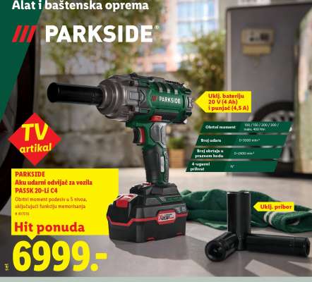 PARKSIDE Aku udarni odvijač za vozila PASSK 20-Li C4