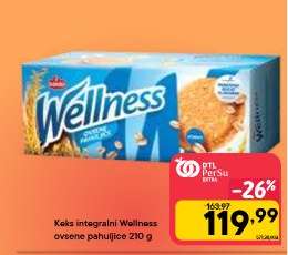 Keks integralni Wellness ovsene pahuljice 210 g