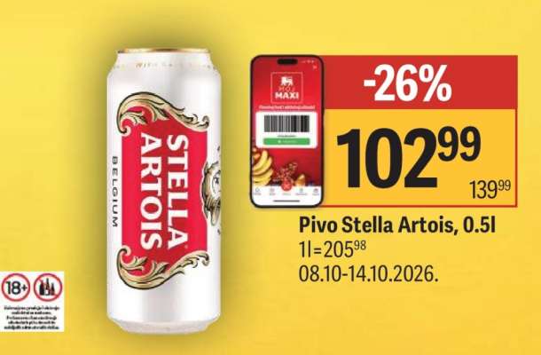 Pivo Stella Artois 0.5l