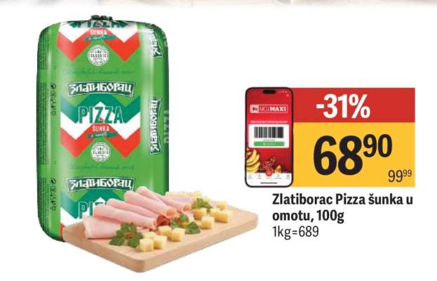 Zlatiborac Pizza šunka u omotu , 100g