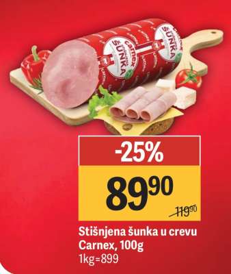 Stisnjena šunka u crevu Carnex 100g