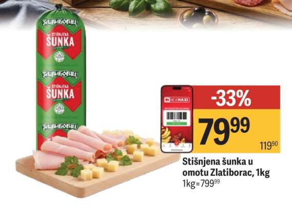 Stišnjena šunka u omotu Zlatiborac, 1kg