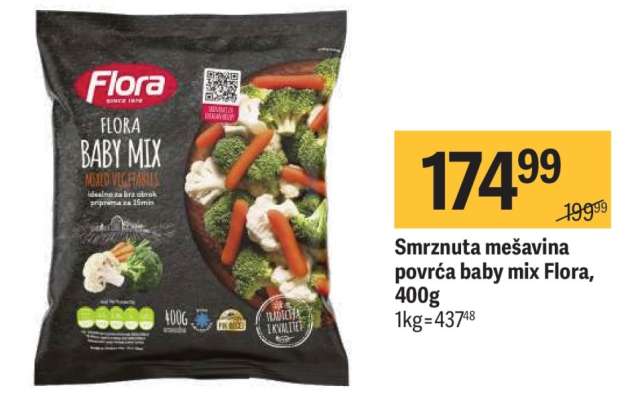 Smrznuta mešavina povrća baby mix Flora, 400g