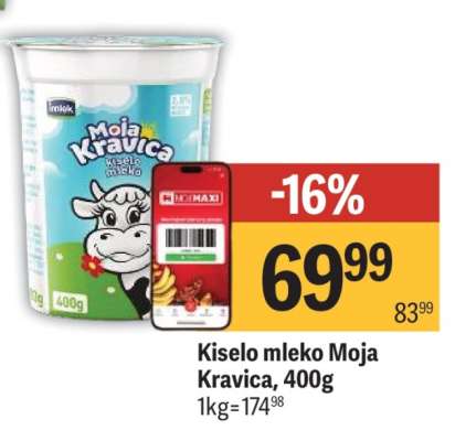 Kiselo mleko Moja Kravica, 400g