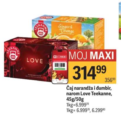 Čaj narandža i dumbir, narom Love Teekanne, 45g/50g