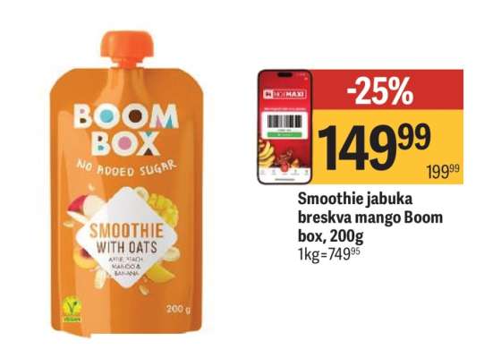 Smoothie jabuka breskva mango Boom box, 200g