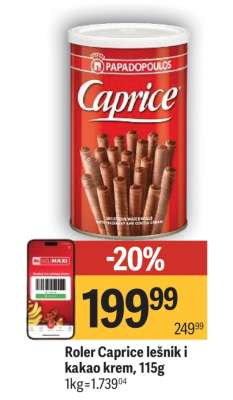Roler Caprice lešnik i kakao krem, 115g