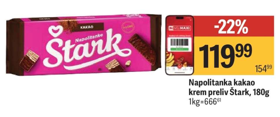 Napolitanka kakao krem preliv Štark, 180g
