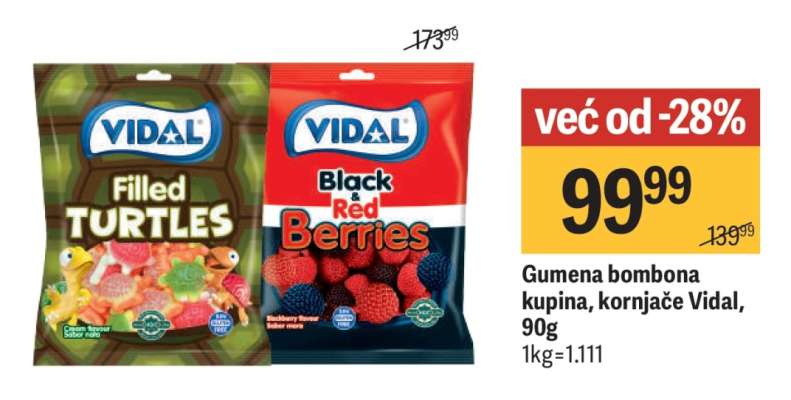Gumena bombona kupina, kornjače Vidal, 90g