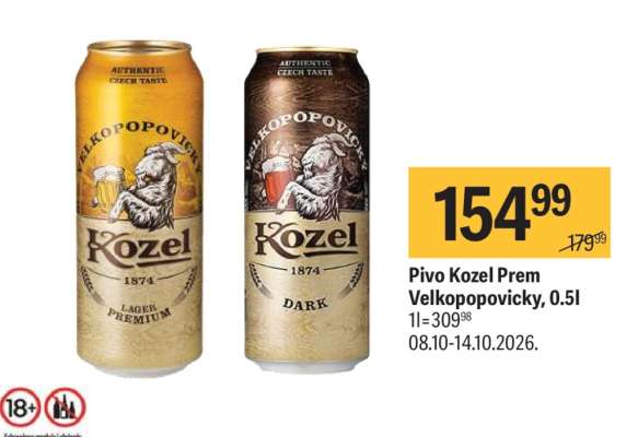 Pivo Kozel Prem Velkopopovicky, 0.5l