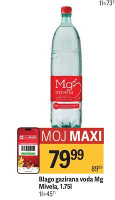 Blago gazirana voda Mg Mivela 1.75l