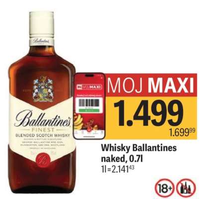 Whisky Ballantines naked, 0,7l